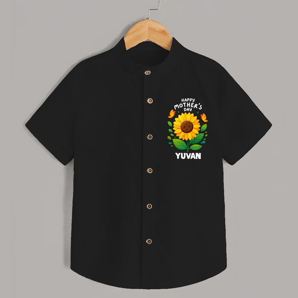 Happy Mother’s Day Baby SHIRT Set – Sunflower Theme Outfit - BLACK - 0 - 6 Months Old (Chest 23")
