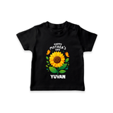 Happy Mother’s Day Baby T SHIRT Set – Sunflower Theme Outfit - BLACK - 0-5 Months Old (Chest 17")