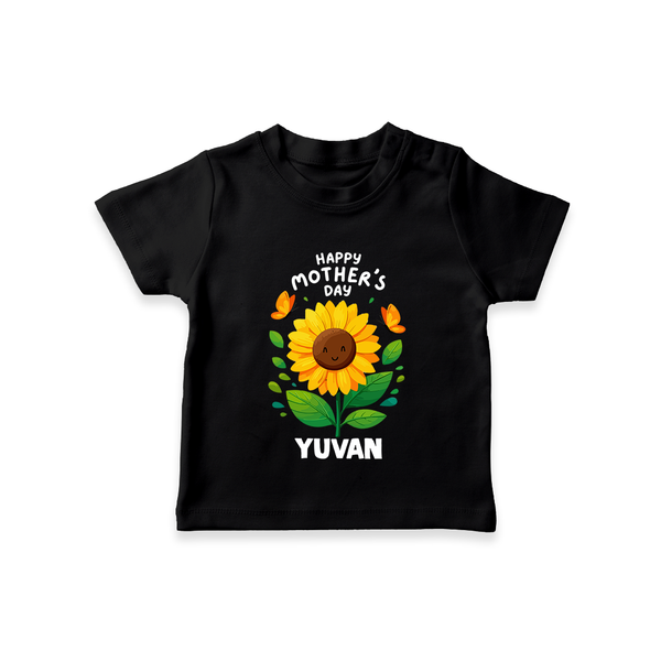 Happy Mother’s Day Baby T SHIRT Set – Sunflower Theme Outfit - BLACK - 0-5 Months Old (Chest 17")