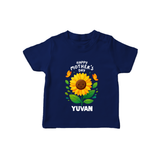 Happy Mother’s Day Baby T SHIRT Set – Sunflower Theme Outfit - NAVY BLUE - 0-5 Months Old (Chest 17")