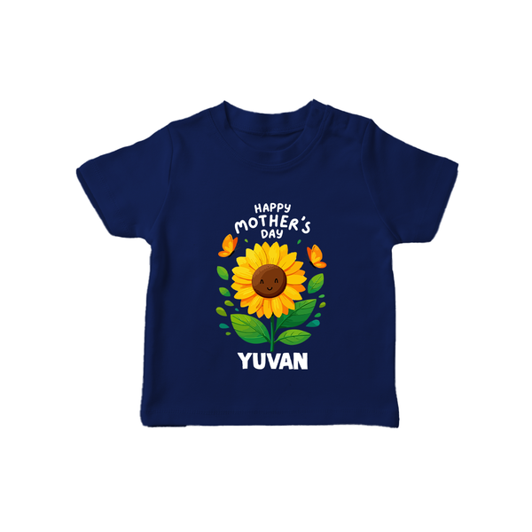 Happy Mother’s Day Baby T SHIRT Set – Sunflower Theme Outfit - NAVY BLUE - 0-5 Months Old (Chest 17")