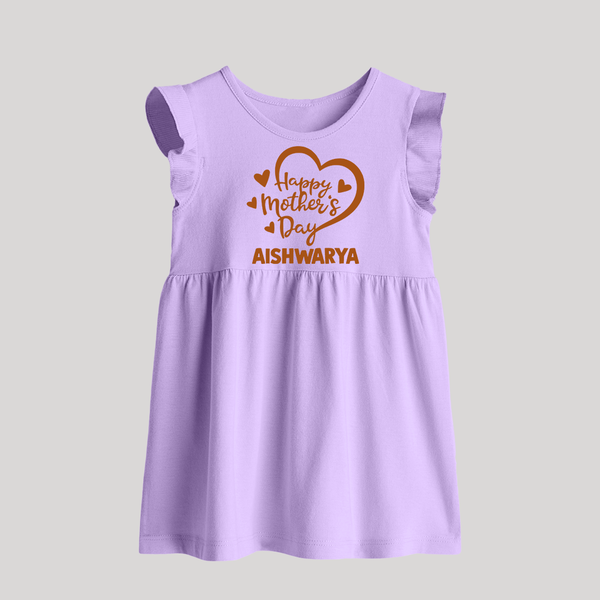 Happy Mother’s Day Baby BABY FROCK Set – Heart Design Outfit - LILAC - 0 - 3 Months Old (Chest 17")