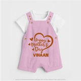 Happy Mother’s Day Baby BUTTON DUNGAREE Set – Heart Design Outfit - BABY PINK - 0 - 5 Months Old (Chest 18")