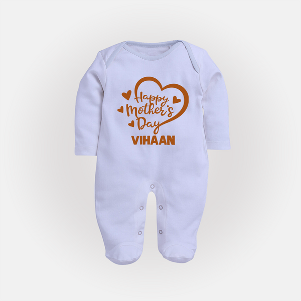 Happy Mother’s Day Baby Full body suit Set – Heart Design Outfit - BABY BLUE - New Born (Chest 7.5")