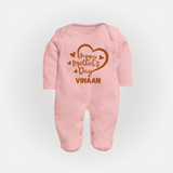 Happy Mother’s Day Baby Full body suit Set – Heart Design Outfit - BABY PINK - New Born (Chest 7.5")