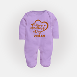 Happy Mother’s Day Baby Full body suit Set – Heart Design Outfit - LILAC - New Born (Chest 7.5")