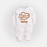 Happy Mother’s Day Baby Full body suit Set – Heart Design Outfit - WHITE - New Born (Chest 7.5")