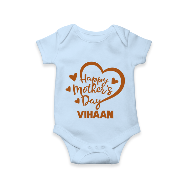 Happy Mother’s Day Baby ROMPER  – Heart Design Outfit - BABY BLUE - New Born (Chest 14")