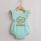 Happy Mother’s Day Baby ROMPER  FROCK Set – Heart Design Outfit - MINT GREEN - 0 - 3 Months Old (Chest 19")