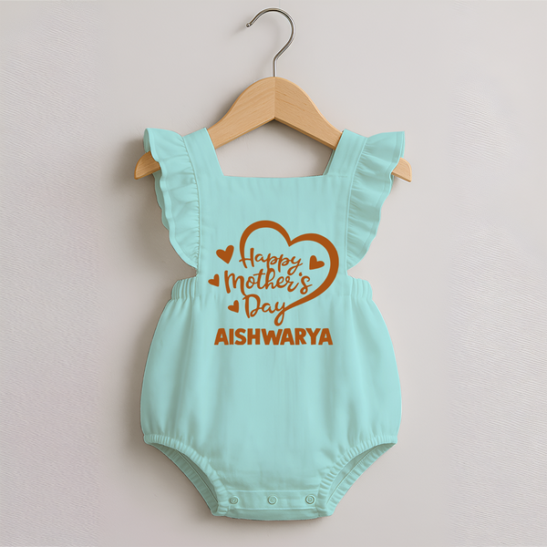 Happy Mother’s Day Baby ROMPER  FROCK Set – Heart Design Outfit - MINT GREEN - 0 - 3 Months Old (Chest 19")