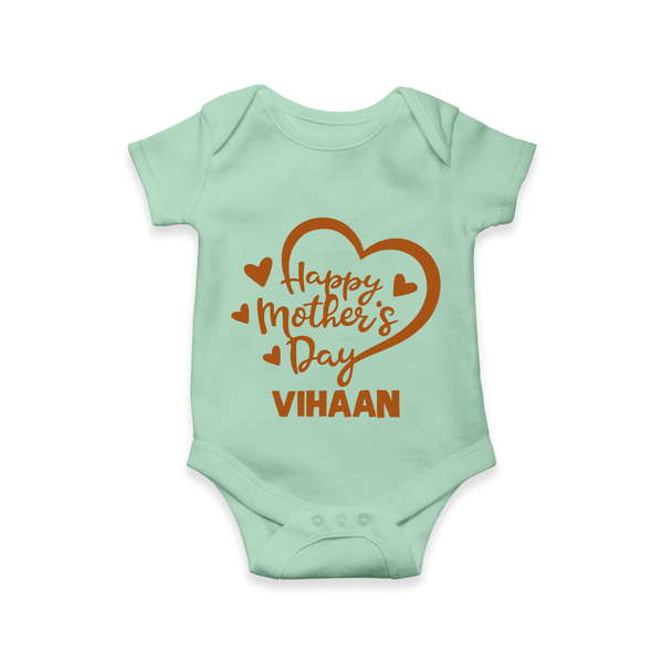 Happy Mother’s Day Baby ROMPER  – Heart Design Outfit - MINT GREEN - New Born (Chest 14")