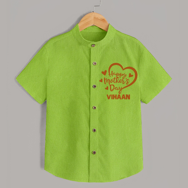 Happy Mother’s Day Baby SHIRT Set – Heart Design Outfit - LIME GREEN - 0 - 6 Months Old (Chest 23")