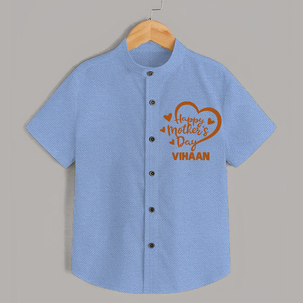 Happy Mother’s Day Baby SHIRT Set – Heart Design Outfit - SKY BLUE - 0 - 6 Months Old (Chest 23")