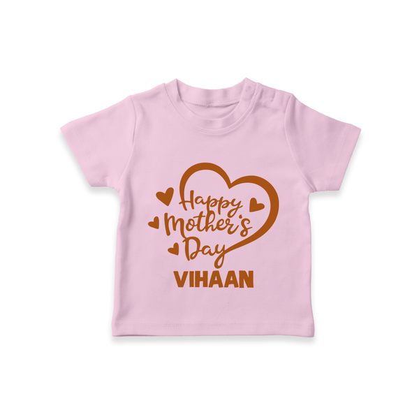 Happy Mother’s Day Baby T SHIRT Set – Heart Design Outfit - BABY PINK - 0-5 Months Old (Chest 17")