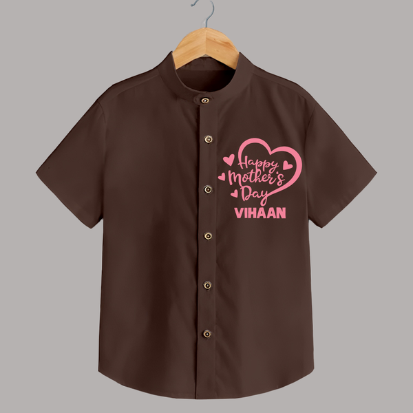 Happy Mother’s Day Baby SHIRT Set – Heart Design Outfit - CHOCOLATE BROWN - 0 - 6 Months Old (Chest 23")