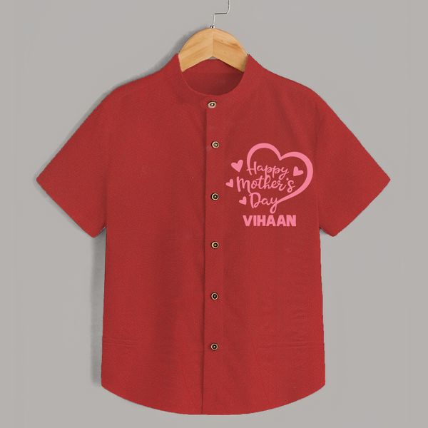 Happy Mother’s Day Baby SHIRT Set – Heart Design Outfit - RED - 0 - 6 Months Old (Chest 23")