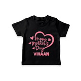 Happy Mother’s Day Baby T SHIRT Set – Heart Design Outfit - BLACK - 0-5 Months Old (Chest 17")