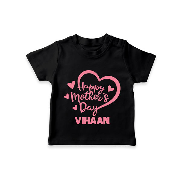 Happy Mother’s Day Baby T SHIRT Set – Heart Design Outfit - BLACK - 0-5 Months Old (Chest 17")