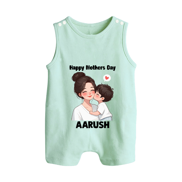 Happy Mother’s Day Baby BUTTON ROMPER Set – Mom & Baby Love Outfit - MINT GREEN - New Born (Chest 18")