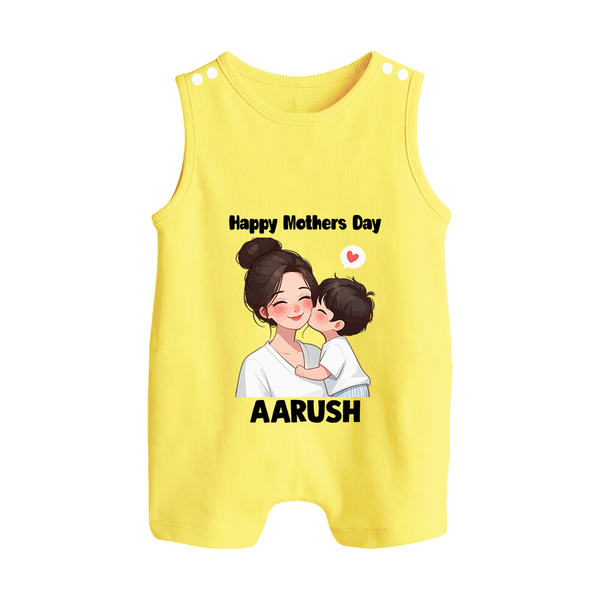 Happy Mother’s Day Baby BUTTON ROMPER Set – Mom & Baby Love Outfit - PASTEL YELLOW - New Born (Chest 18")