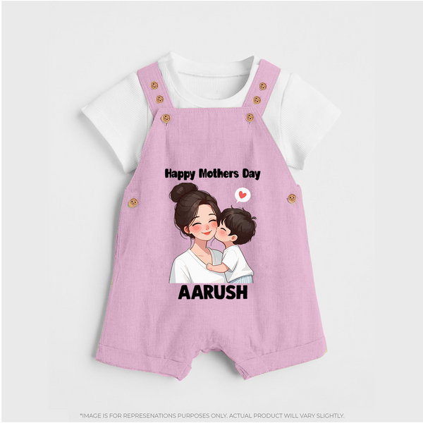 Happy Mother’s Day Baby BUTTON DUNGAREE Set – Mom & Baby Love Outfit - BABY PINK - 0 - 5 Months Old (Chest 18")