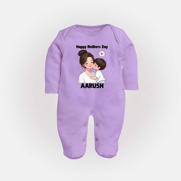 Happy Mother’s Day Baby Full body suit Set – Mom & Baby Love Outfit - LILAC - New Born (Chest 7.5")