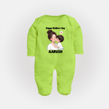 Happy Mother’s Day Baby Full body suit Set – Mom & Baby Love Outfit - LIME GREEN - New Born (Chest 7.5")