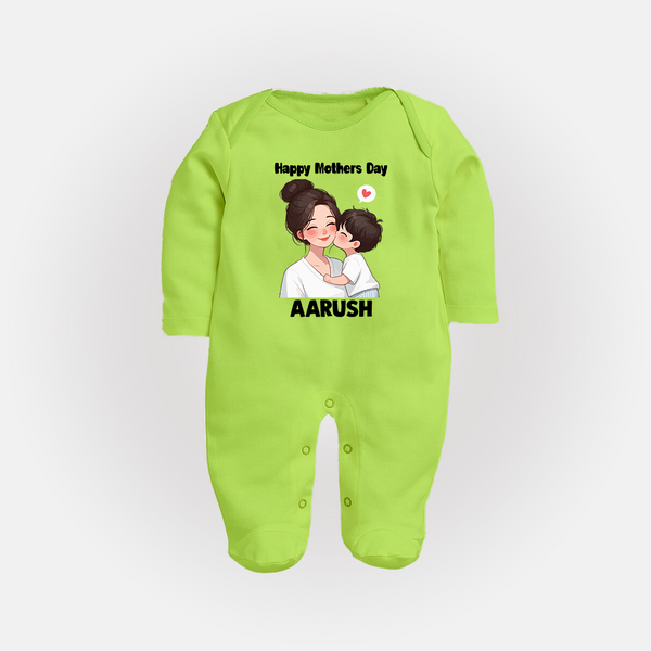Happy Mother’s Day Baby Full body suit Set – Mom & Baby Love Outfit - LIME GREEN - New Born (Chest 7.5")