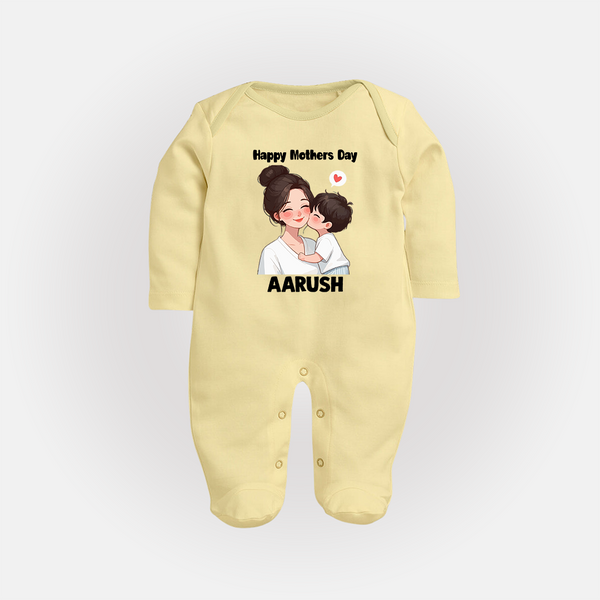Happy Mother’s Day Baby Full body suit Set – Mom & Baby Love Outfit - PASTEL YELLOW - New Born (Chest 7.5")