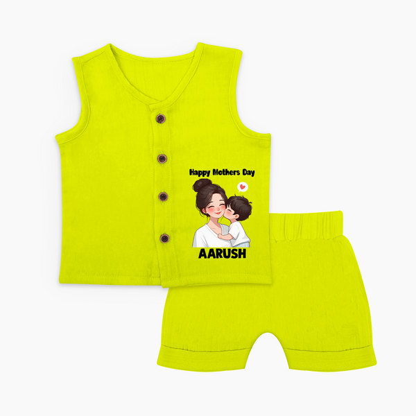 Happy Mother’s Day Baby BUTTON JABLA Set – Mom & Baby Love Outfit - LIME GREEN - 0 - 3 Months Old (Chest 9.8")