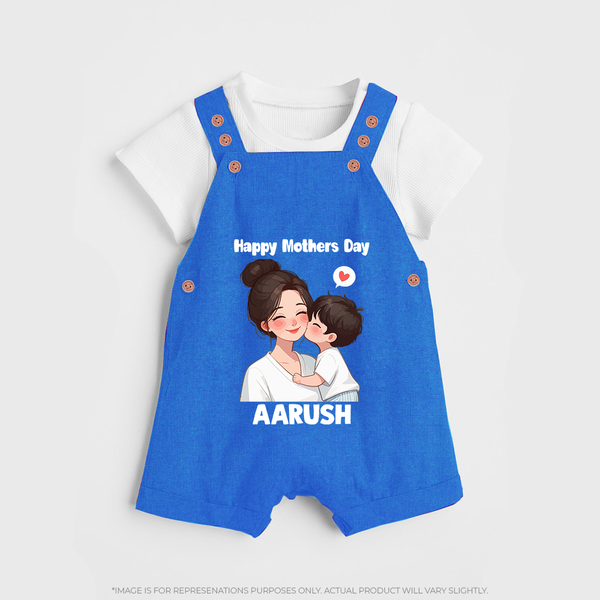 Happy Mother’s Day Baby BUTTON DUNGAREE Set – Mom & Baby Love Outfit - COBALT BLUE - 0 - 5 Months Old (Chest 18")