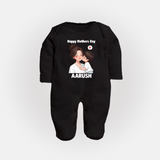 Happy Mother’s Day Baby Full body suit Set – Mom & Baby Love Outfit - BLACK - New Born (Chest 7.5")