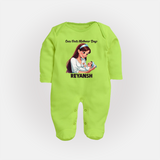 Our First Mother’s Day Baby Full body suit Set – New Mom Special Outfit - LIME GREEN - New Born (Chest 7.5")