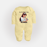 Our First Mother’s Day Baby Full body suit Set – New Mom Special Outfit - PASTEL YELLOW - New Born (Chest 7.5")