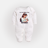 Our First Mother’s Day Baby Full body suit Set – New Mom Special Outfit - WHITE - New Born (Chest 7.5")