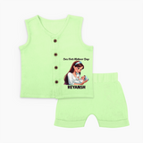 Our First Mother’s Day Baby BUTTON JABLA Set – New Mom Special Outfit - PASTEL GREEN - 0 - 3 Months Old (Chest 9.8")