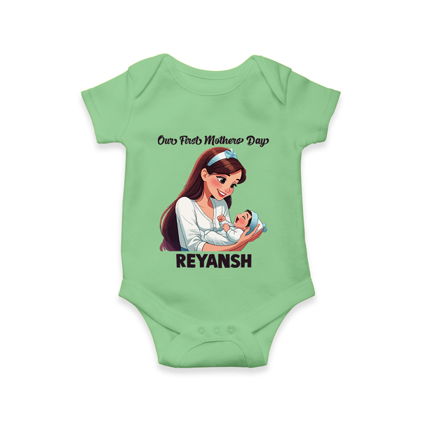 Our First Mother’s Day Baby ROMPER  – New Mom Special Outfit - GREEN - New Born (Chest 14")