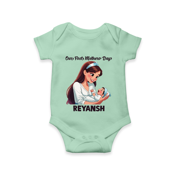 Our First Mother’s Day Baby ROMPER  – New Mom Special Outfit - MINT GREEN - New Born (Chest 14")