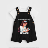 Our First Mother’s Day Baby BUTTON DUNGAREE Set – New Mom Special Outfit - BLACK - 0 - 5 Months Old (Chest 18")