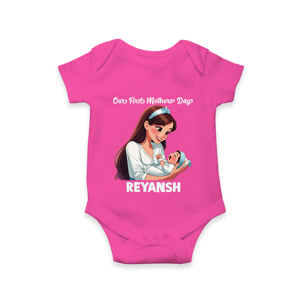 Our First Mother’s Day Baby ROMPER  – New Mom Special Outfit - HOT PINK - New Born (Chest 14")