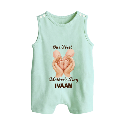 Our First Mother’s Day Baby BUTTON ROMPER Set – Baby Feet Theme Outfit