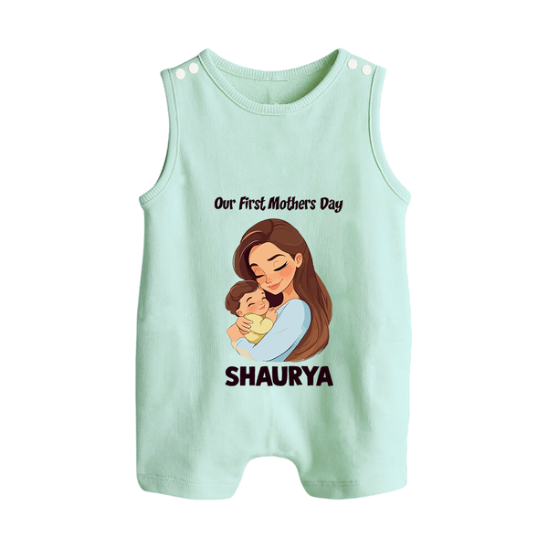 Our First Mother’s Day Baby BUTTON ROMPER Set – Mom & Baby Bond Outfit - MINT GREEN - New Born (Chest 18")