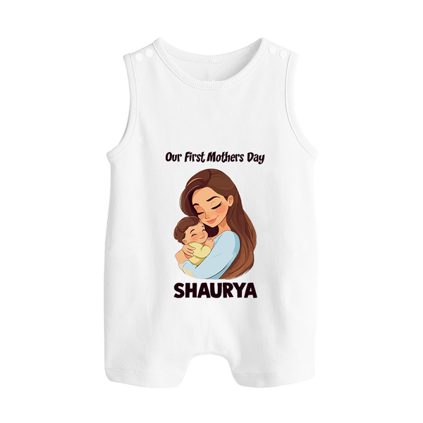 Our First Mother’s Day Baby BUTTON ROMPER Set – Mom & Baby Bond Outfit - WHITE - New Born (Chest 18")
