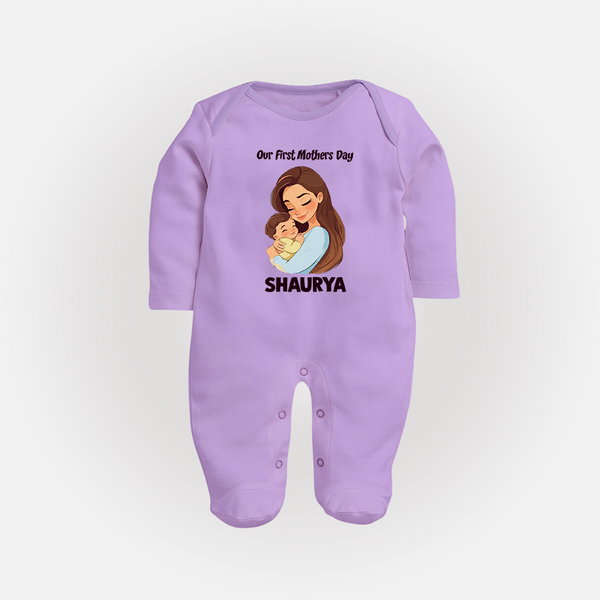 Our First Mother’s Day Baby Full body suit Set – Mom & Baby Bond Outfit - LILAC - New Born (Chest 7.5")