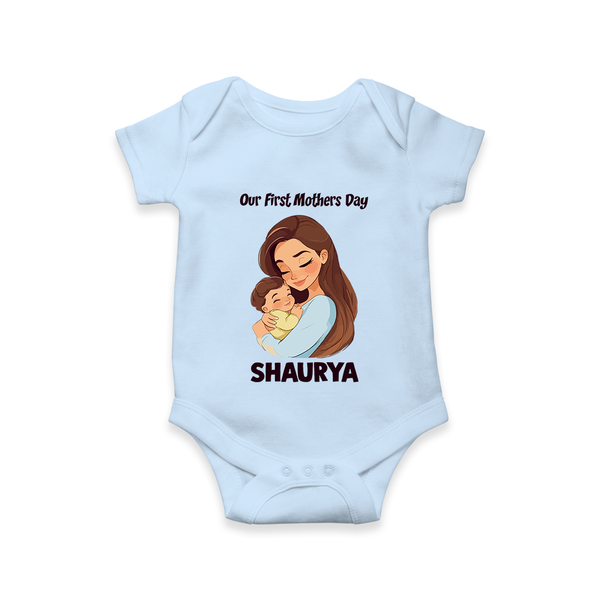 Our First Mother’s Day Baby ROMPER  – Mom & Baby Bond Outfit - BABY BLUE - New Born (Chest 14")