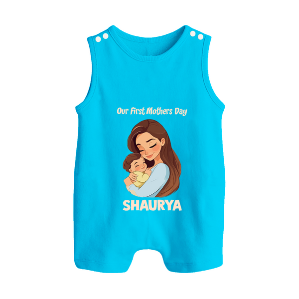 Our First Mother’s Day Baby BUTTON ROMPER Set – Mom & Baby Bond Outfit - SKY BLUE - New Born (Chest 18")