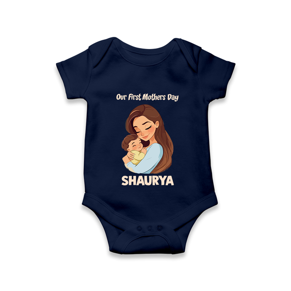 Our First Mother’s Day Baby ROMPER  – Mom & Baby Bond Outfit - NAVY BLUE - New Born (Chest 14")