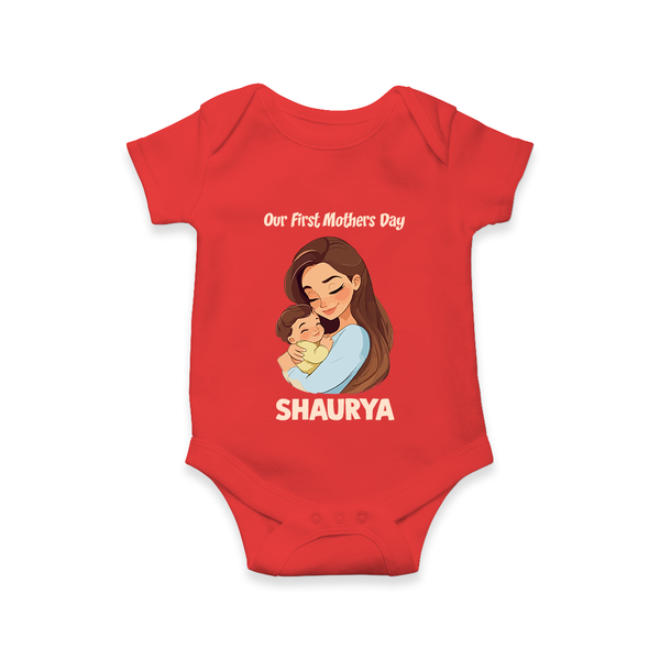 Our First Mother’s Day Baby ROMPER  – Mom & Baby Bond Outfit - RED - New Born (Chest 14")