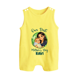 Our First Mother’s Day Personalized Baby BUTTON ROMPERSet – Custom Name Outfit (Illustrated Design) - PASTEL YELLOW - New Born (Chest 18")
