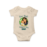 Our First Mother’s Day Personalized Baby ROMPER Set – Custom Name Outfit (Illustrated Design) - IVORY - New Born (Chest 14")
